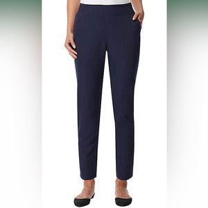 Navy blue, ankle length, 4 way stretch, comfort, pull on pants. L